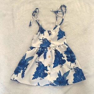 Floral Blue and White Kids Dress